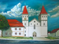 Kloster Heidenheim - Westansicht, 60/80, Ã–l/Lwd.