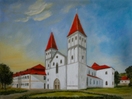 Kloster Heidenheim - SÃ¼dwestansicht, 60/80, Ã–l/Lwd.