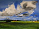 Wolkenformation über Rapsfeld, Acryl/Leinwand, 30/40