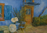 Ferme bleue - Blaues Haus, Ã–l/Leinwand, 70/100